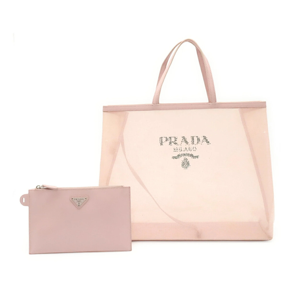 PRADA tote bag, shoulder tote, mesh, sequined, ALABASTRO, dusty pink, purchas...